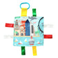 Baby Jack & Co 8x8” Learning Lovey San Diego California Tag Toys for Babies - Baby Crinkle Toys - Soft & Safe - Learn USA Cities and Shapes - Ideal