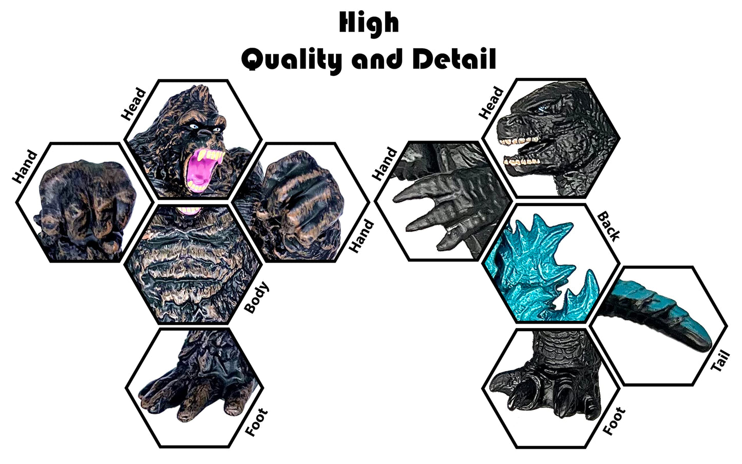 TwCare Set of 2 Monster Figure King of The Monsters vs King Kong Toys, Movable Joints Action Movie Series Soft Vinyl Toy Figures, Travel Bag