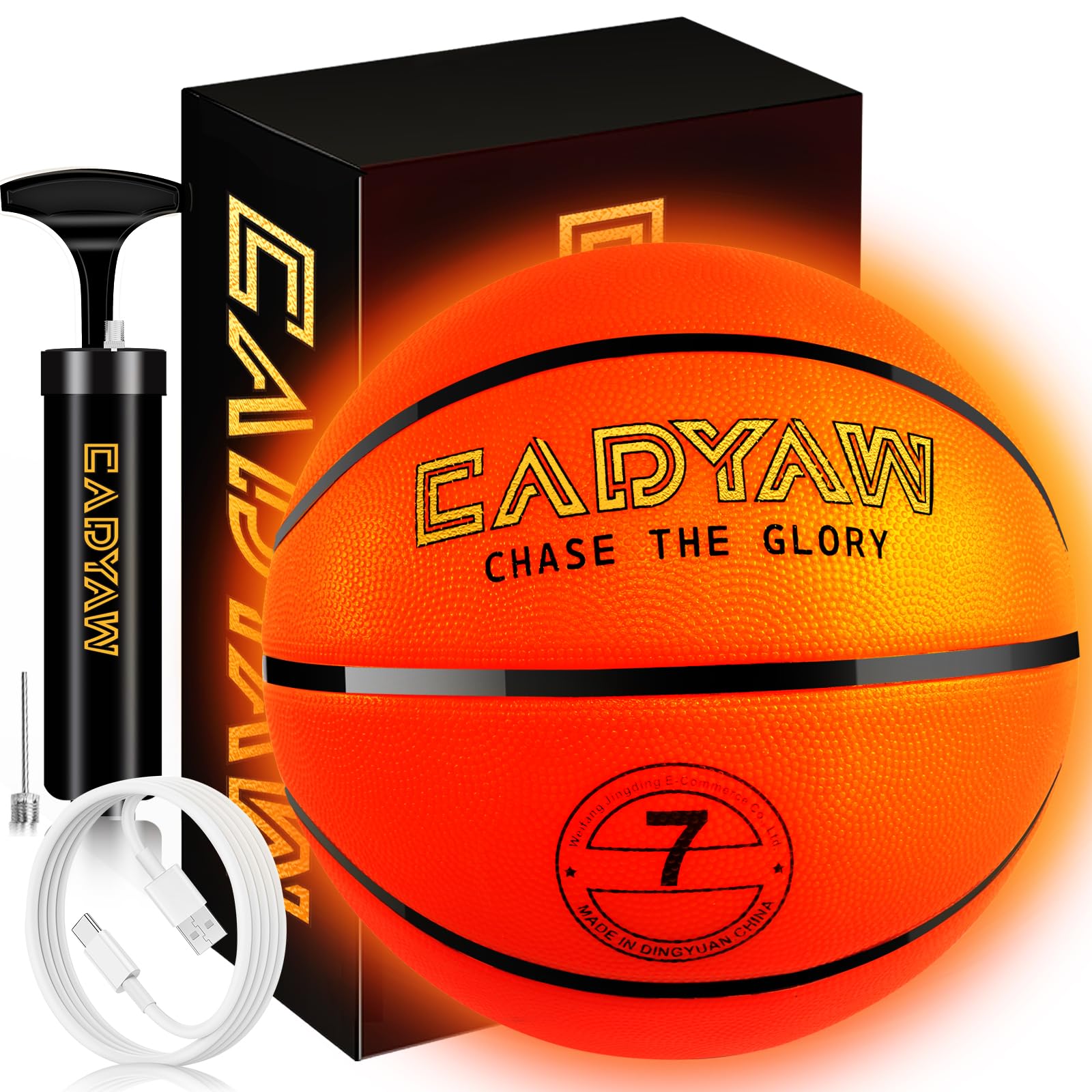 Cadyaw Glow in The Dark Soccer Ball, Rechargeable Light up Soccer Toys, Birthday Gift for Boys and Girls 8-12, Cool Toys for Kids Outdoor Night