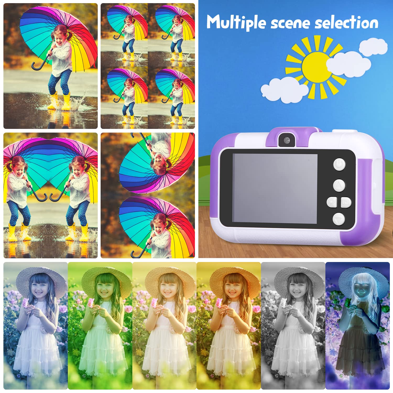 SUZIYO Children Camera, Birthday Electronic Toys for Kids, Upgrade Toddlers Selfie Digital Camcorder 1080P for Age 4-7 Years Old Boys Girls with 32G