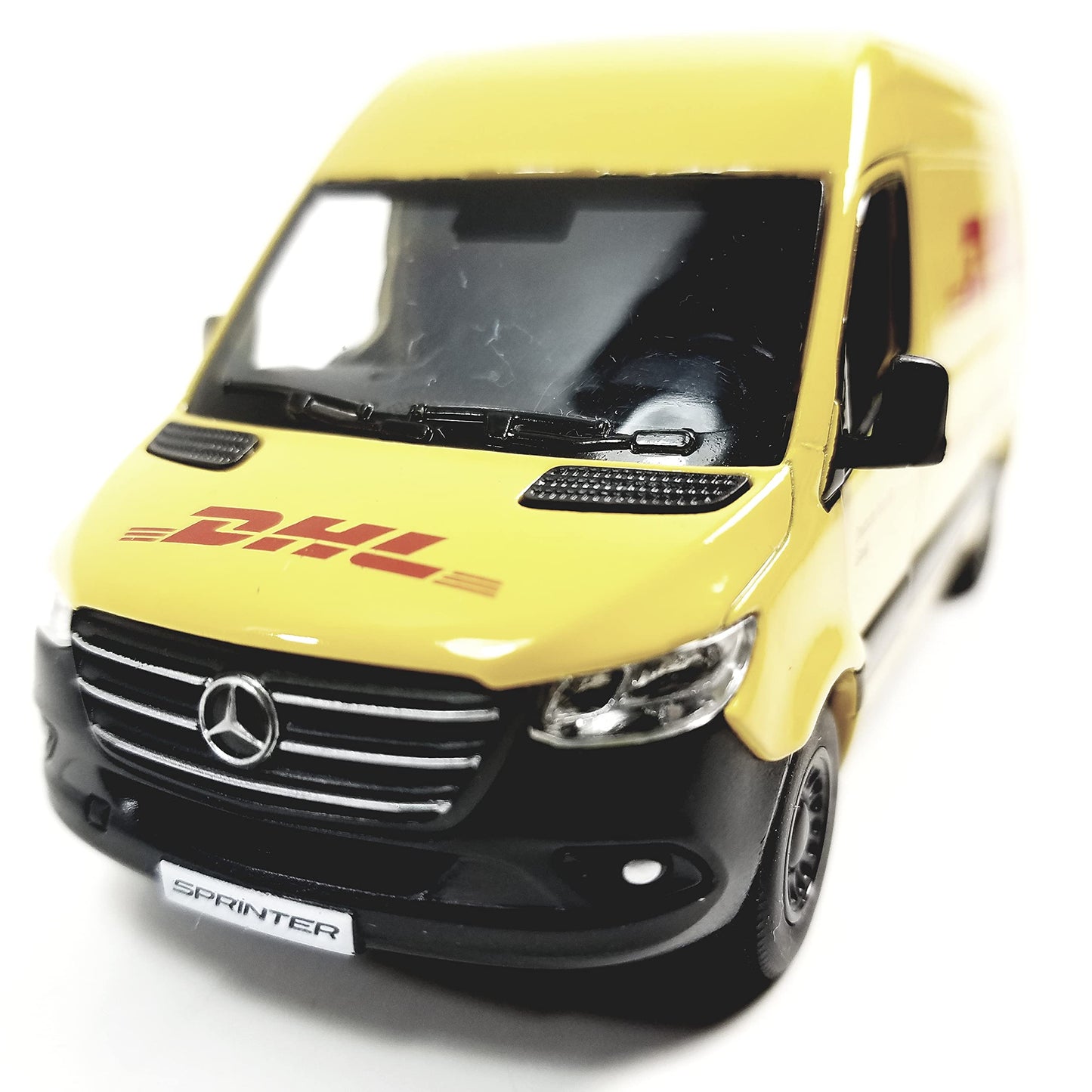 Kinsmart Compatible with Mercedes-Benz Sprinter 2020 DHL Yellow Delivery Van 148 O Scale Diecast Car,Black,Small