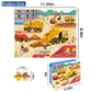 LELEMON 100 Pieces Jigsaw Puzzles in a Metal Box for Kids Age for 4-8 Boys Girls Toy Puzzles Construction Site Vehicles Children Learning Educational