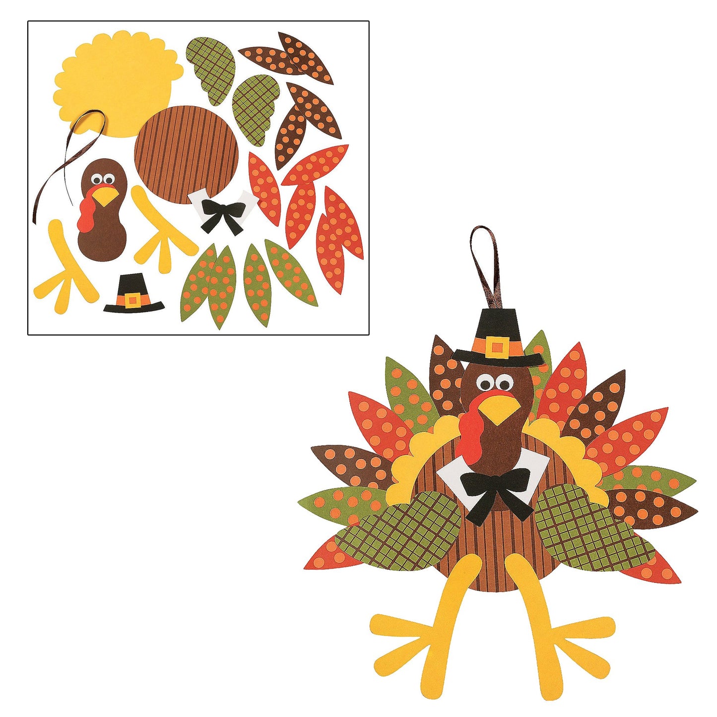 Thanksgiving & Autumn Themed Craft Kits | Peanuts Thanksgiving Picture Frame Magnet Craft Kit, Turkey Making Kit, Foam Cornucopia Door Sign Craft Kit