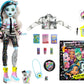 Monster High Frankie Stein Doll, Welcome Committee Set with 15 Accessories Including Poster, Sticker, Pet Watzit and More