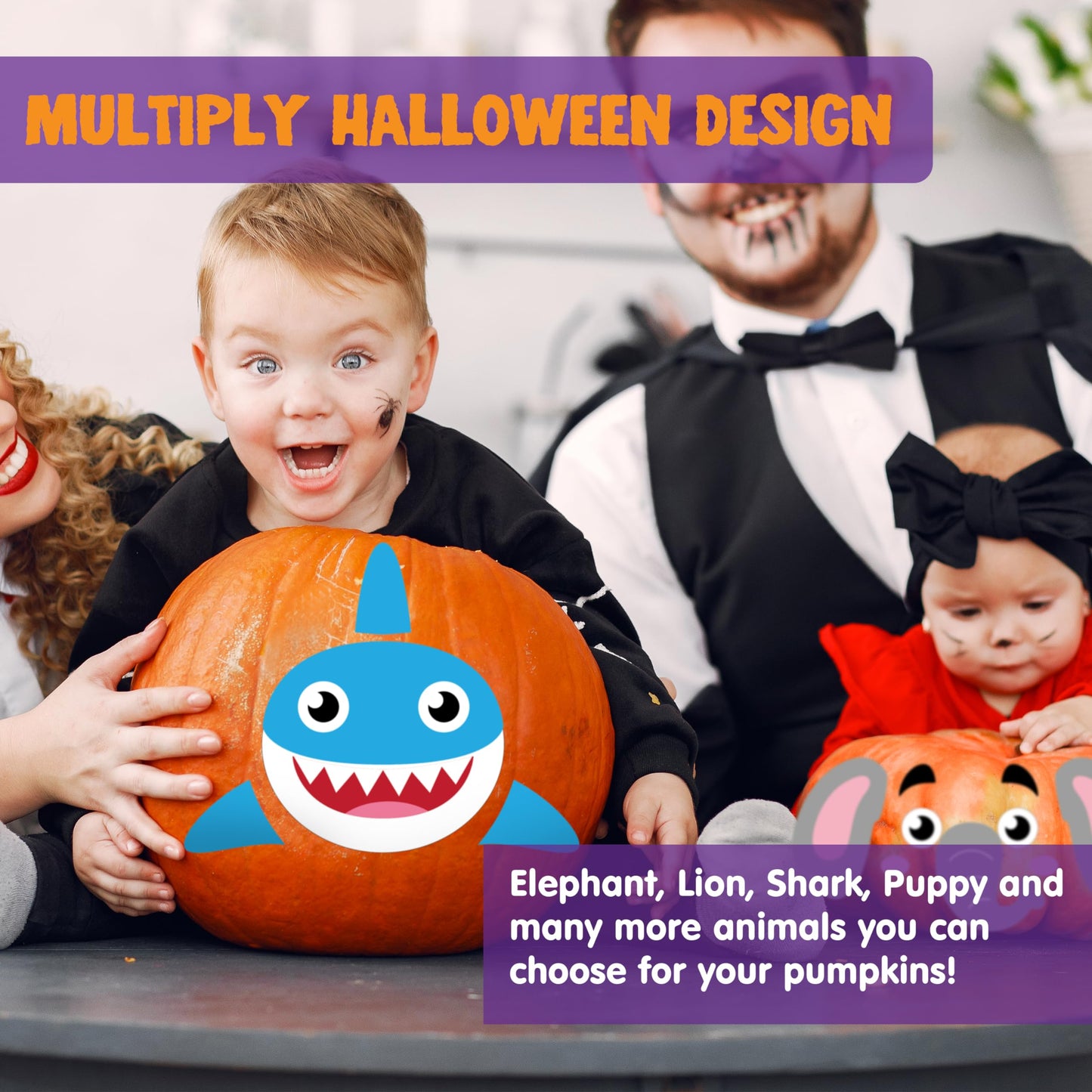 JOYIN 18 Packs Halloween Pumpkin Decorating Stickers Craft Kit, Halloween Party Supplies Arts Activities, Kids Party Favors, Jack O Lantern Foam Face