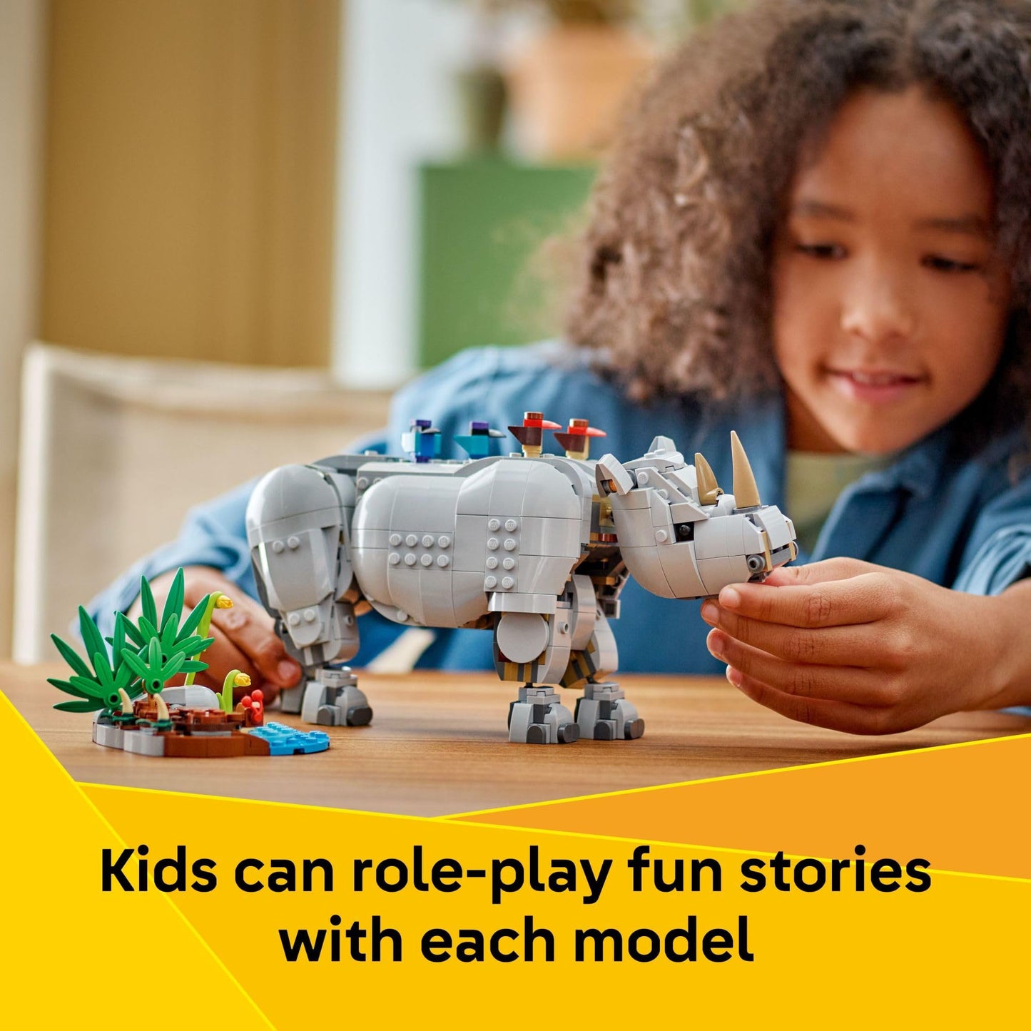 LEGO Creator 3 in 1 Wild Animals: Majestic Rhino with Birds Building Toys for Kids - Safari Pretend Play Toys for Girls & Boys, Ages 9+ - Gift
