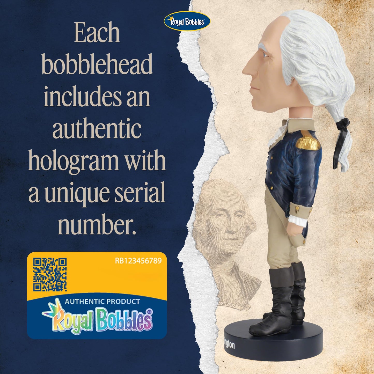 Royal Bobbles George Washington, 1st President of the United States - Founding Fathers Collection - 8.1 Inches Tall - Collectible Bobblehead Statue