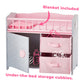 Olivia's Little World Wooden Baby Doll Crib with a Cabinet and Two Cubbies for Doll Accessory Storage Underneath, Pink and Gray and White Polka Dots