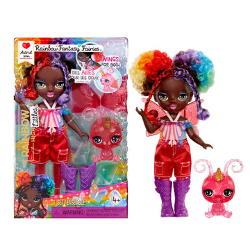 Rainbow High Littles Rainbow Fantasy Fairies + Pet - Astrid, Rainbow 5.5" Posable Small Doll & Fantasy Butterfly Pet with Interchangeable Fairy Wings