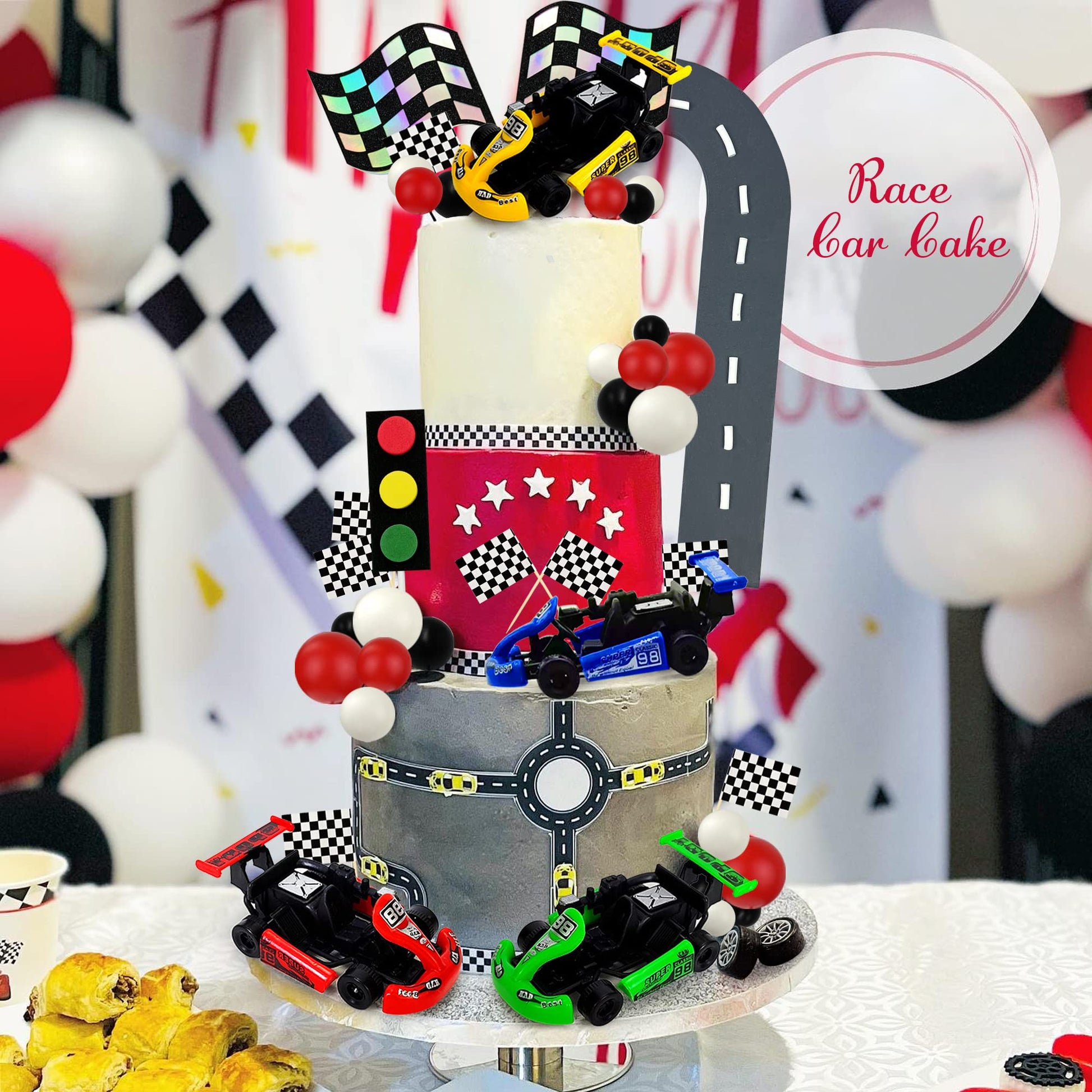 Racing Car Cake Decoration Car Cake Topper Racing Party Favors for Kids Birthday Supplies Baby Shower