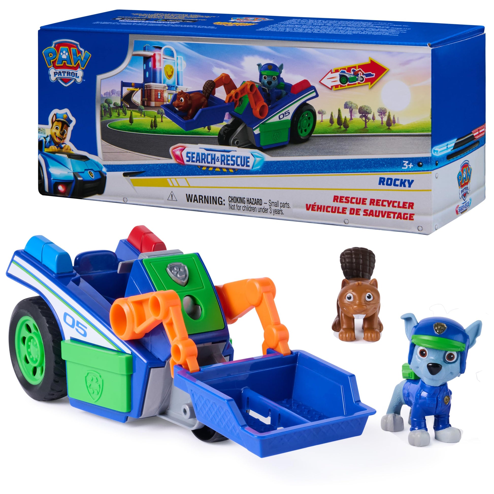 Paw Patrol Search & Rescue Rocky Recycler Toy Vehicle with 2 Figures