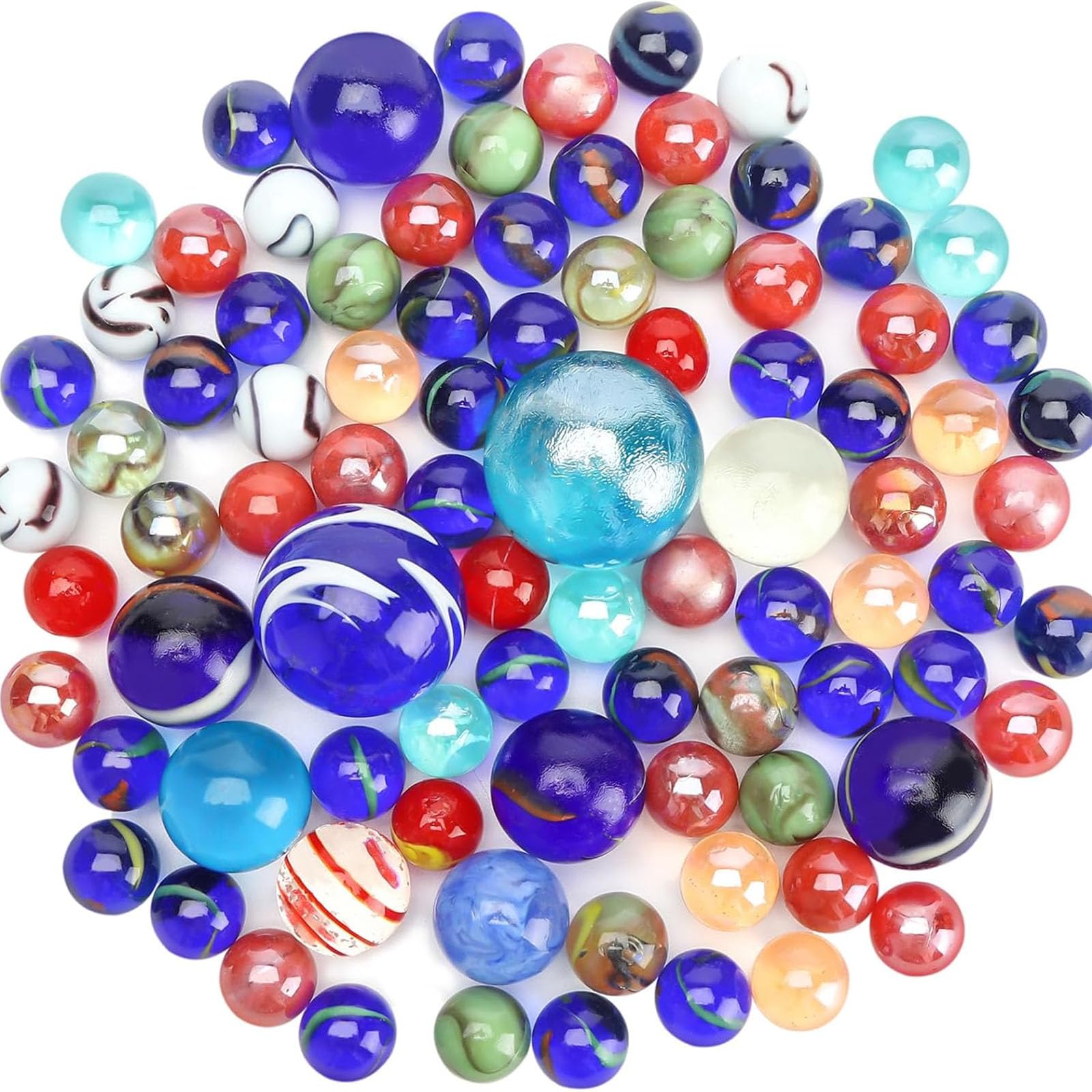 SallyFashion 85 PCS Mables Bulk, Assorted Size Glass Marbles