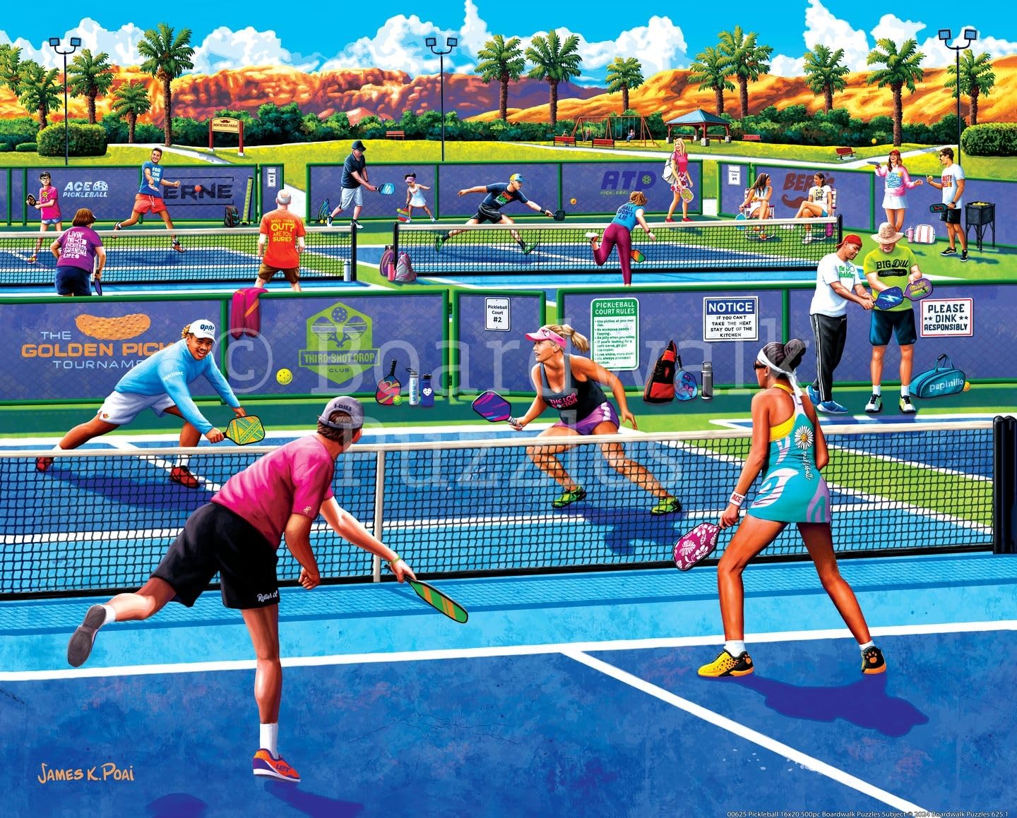 Boardwalk Pickleball 210 Piece Personal Puzzle, Jigsaw Puzzles with Premium Box, Pickleball Gifts for Adults, 6"x8"