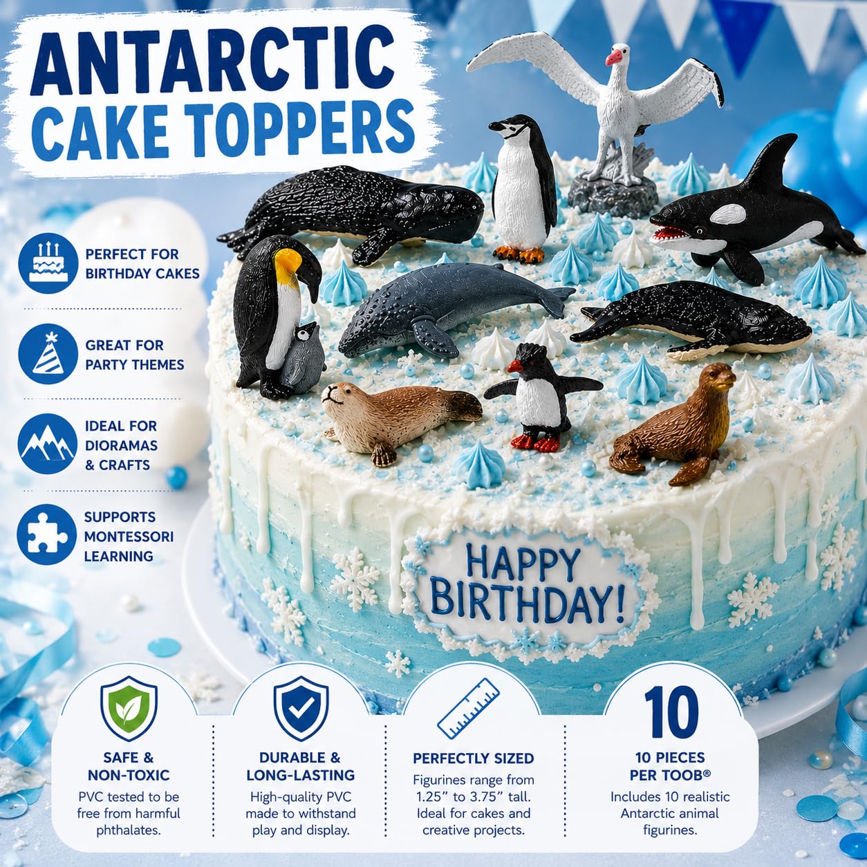 Safari Ltd. Antarctica Toob - Toy Figurines Penguins, Whales, Seals, & More- Fun Educational Play Toy Figure Set for Boys, Girls & Kids 3+