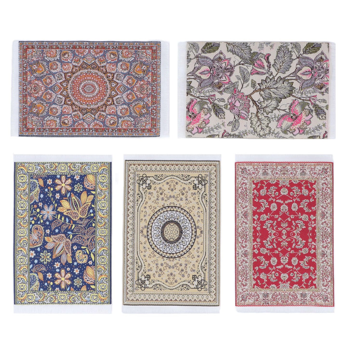 Moofey 5 PCS 1:12 Dollhouse Rug, Doll House Accessories and Furniture, Miniature Carpet Welcome Floor Blanket