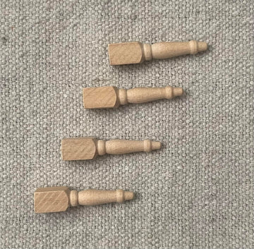 Miniature Wooden Furniture Legs for Dollhouse, 1:12 Scale Straight Desk Legs, Natural Wood, 3cm High, 4 Pack, #2 Legs