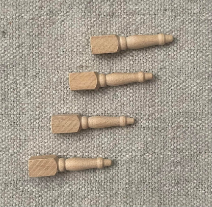Miniature Wooden Furniture Legs for Dollhouse, 1:12 Scale Straight Desk Legs, Natural Wood, 3cm High, 4 Pack, #2 Legs
