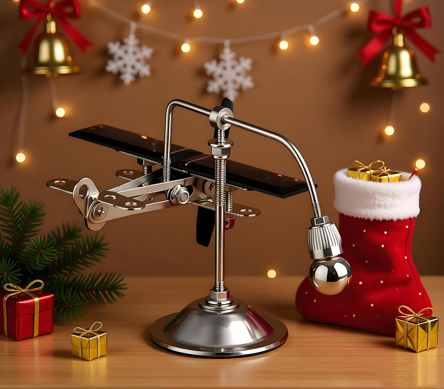Sunnytech Solar Plane Aircraft Balancing Toy Black Propeller Kinetic Art Balance Toy Balancing Decompressive Science Home Office Toy for Desk Physics
