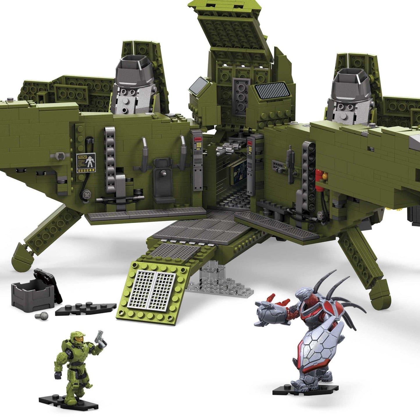 MEGA Halo Toy Building Sets, Pelican Inbound Vehicle with 2024 Pieces, 3 Micro Action Figures and Accessories, for Collectors