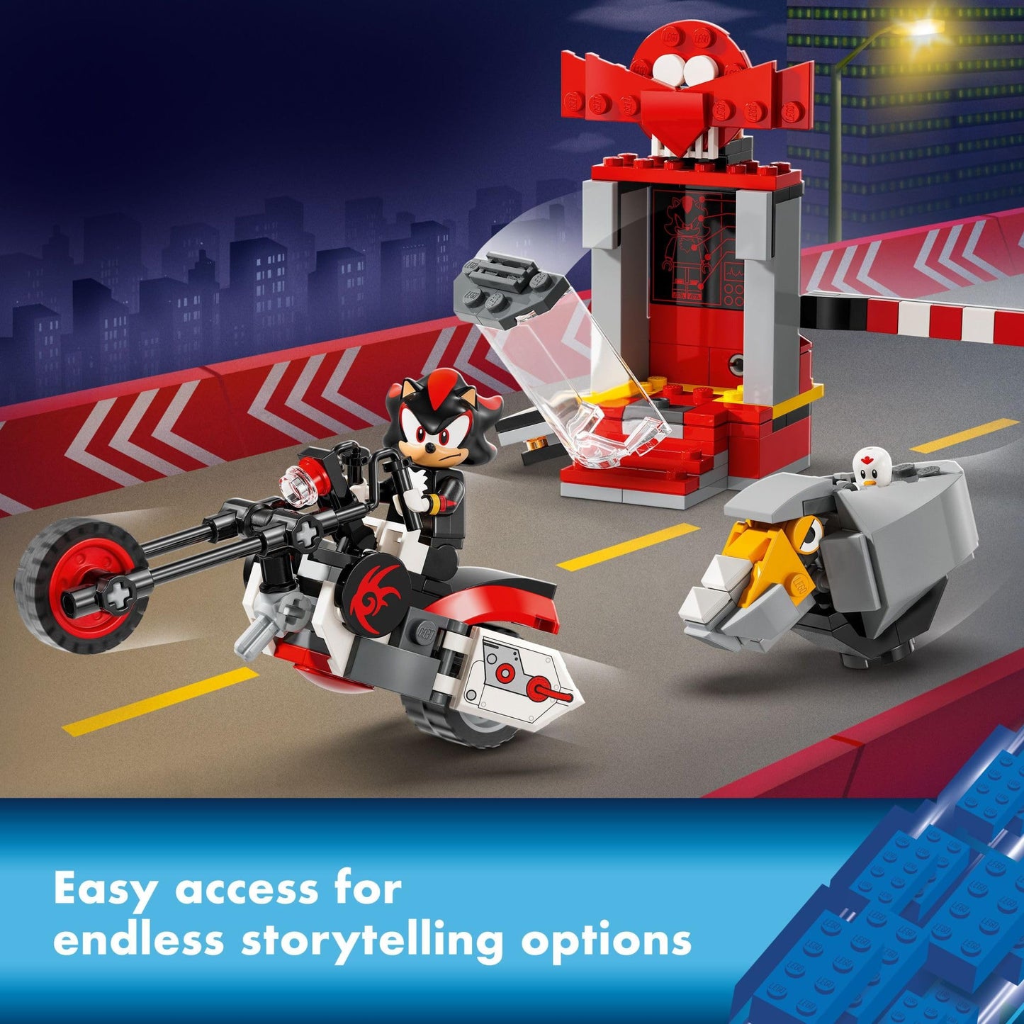 LEGO Sonic The Hedgehog Shadow The Hedgehog Escape Building Set, Motorcycle Toy, Video Game Character Figures, Sonic Toy for Kids, Gift for Gamers