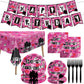 Pink Girls Birthday Party Set Pink High School Queen Theme Burn Book Popular Girl Birthday Decorations Party Decorations Hot Girls Banner Plates