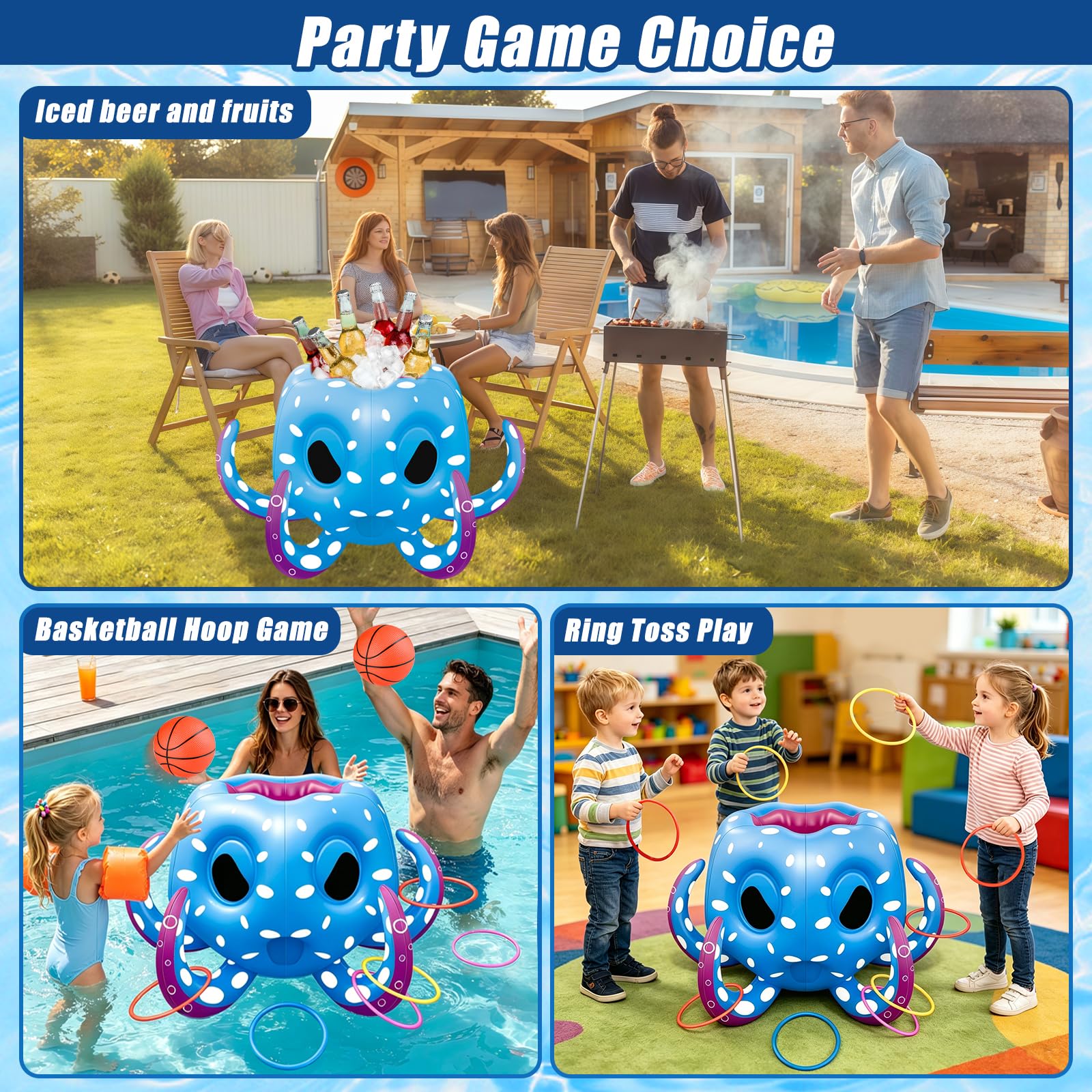 Octopus Pool Toys for Kids Ages 4-8 8-12, 2-in-1 Swimming Pool Water Toys