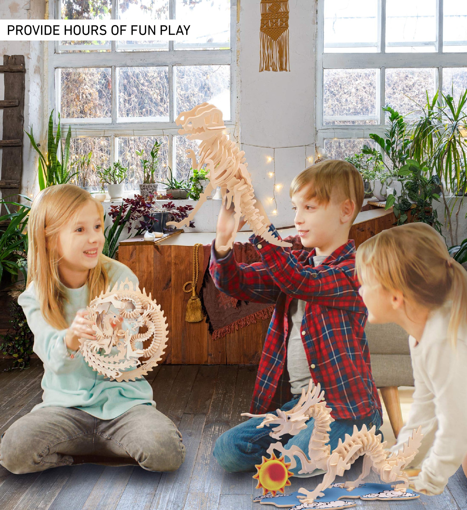 Puzzled Lucky Dragon and Phoenix Wooden 3D Puzzle - Wooden Dragon and Phoenix Puzzle Toy, Educational DIY Phoenix and Dragon Puzzle, 3D Wooden Puzzle