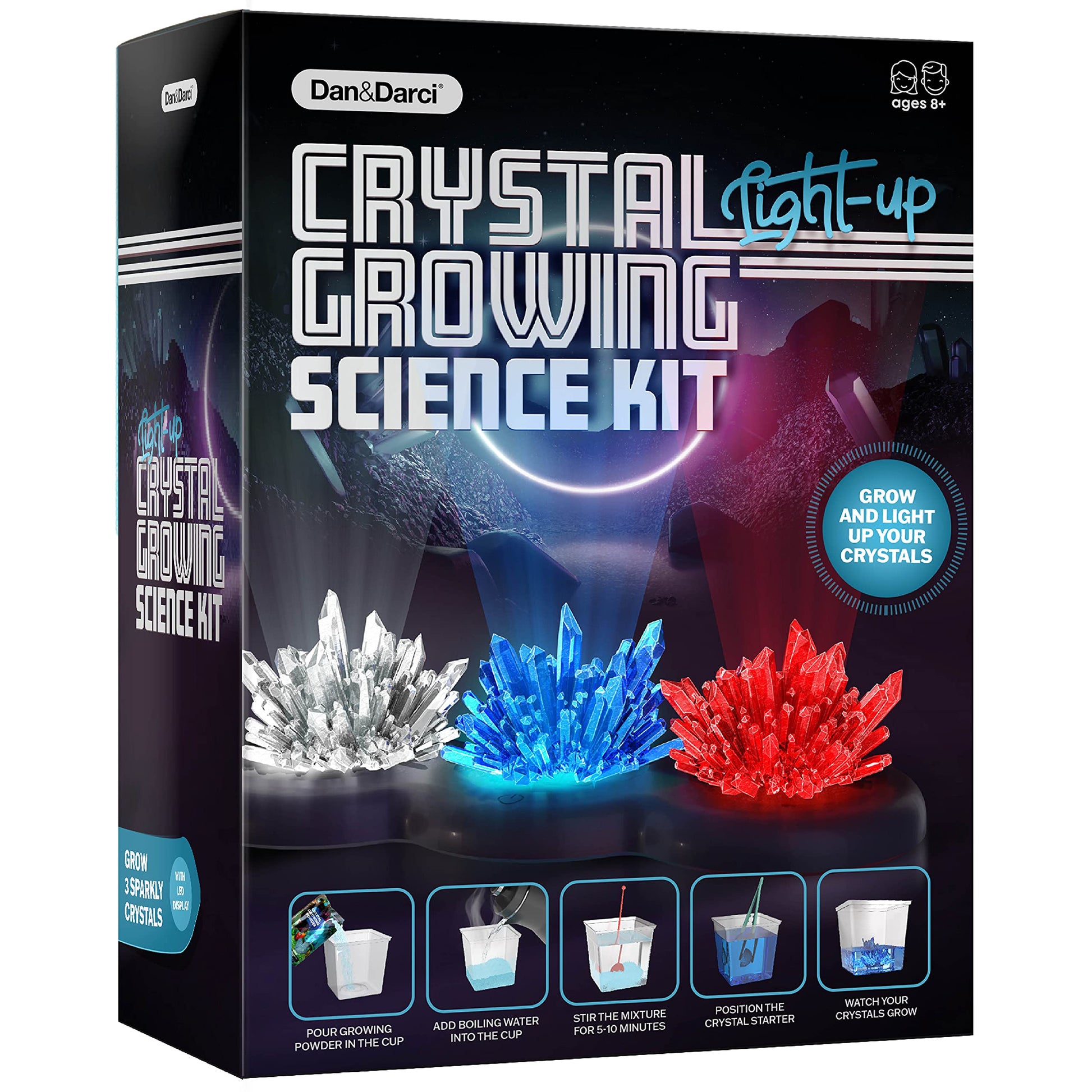Light-up Crystal Growing Kit for Kids - Science Kits for Kids Age 8-12 - 6 7 8 9 10 Year Old Boy Birthday Gifts - Gifts for Girls - STEM Toys for 7