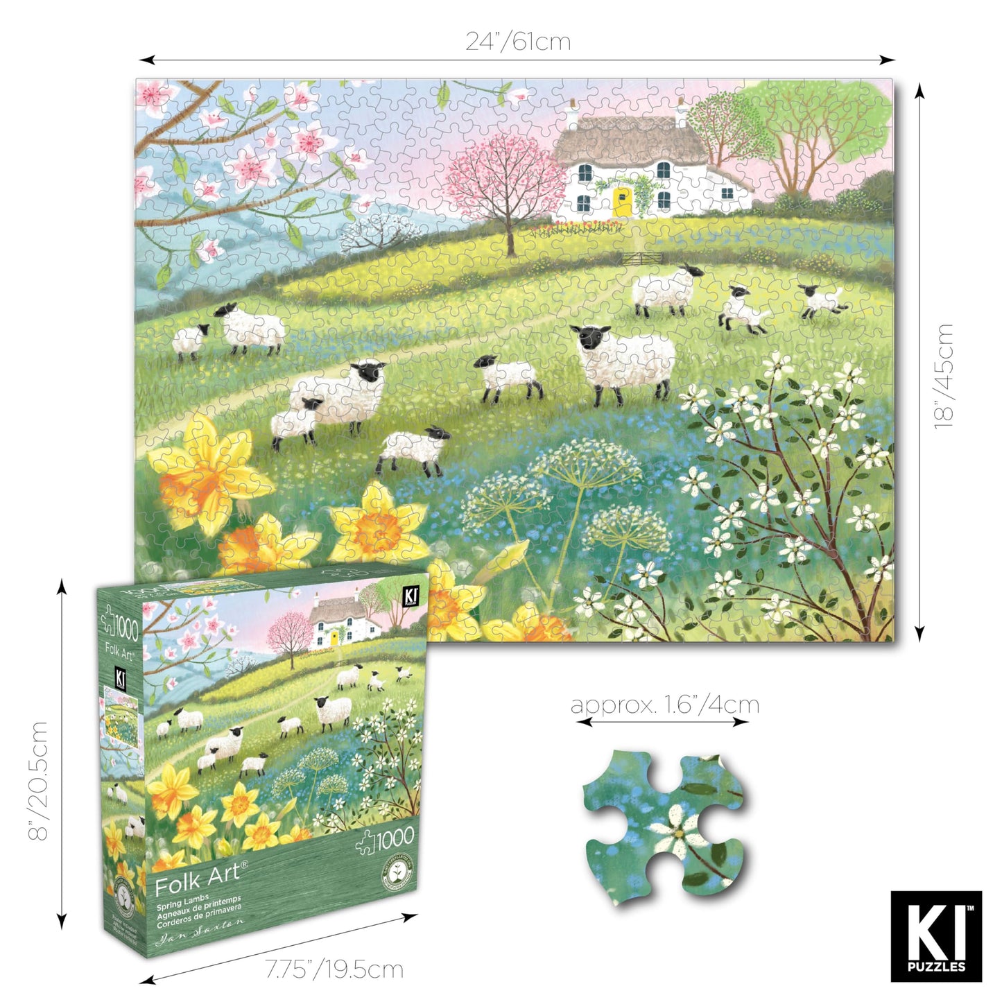 1000 Piece Puzzle for Adults IAN Saxton Spring Lambs Folk Art
