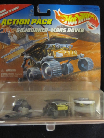 Hot Wheels JPL Sojourner Mars Rover Action Pack with Mission Accomplished July 4, 1997 Limited Edition 1:64 Scale Die Cast Play Set