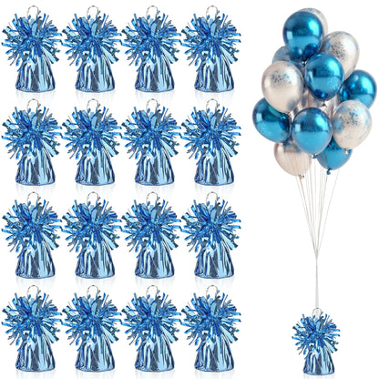 16 PCS Metallic Wrapped Balloon Weights Light Blue Heavy Balloon Weight for Balloons Birthday Party Table Centerpiece Decorations
