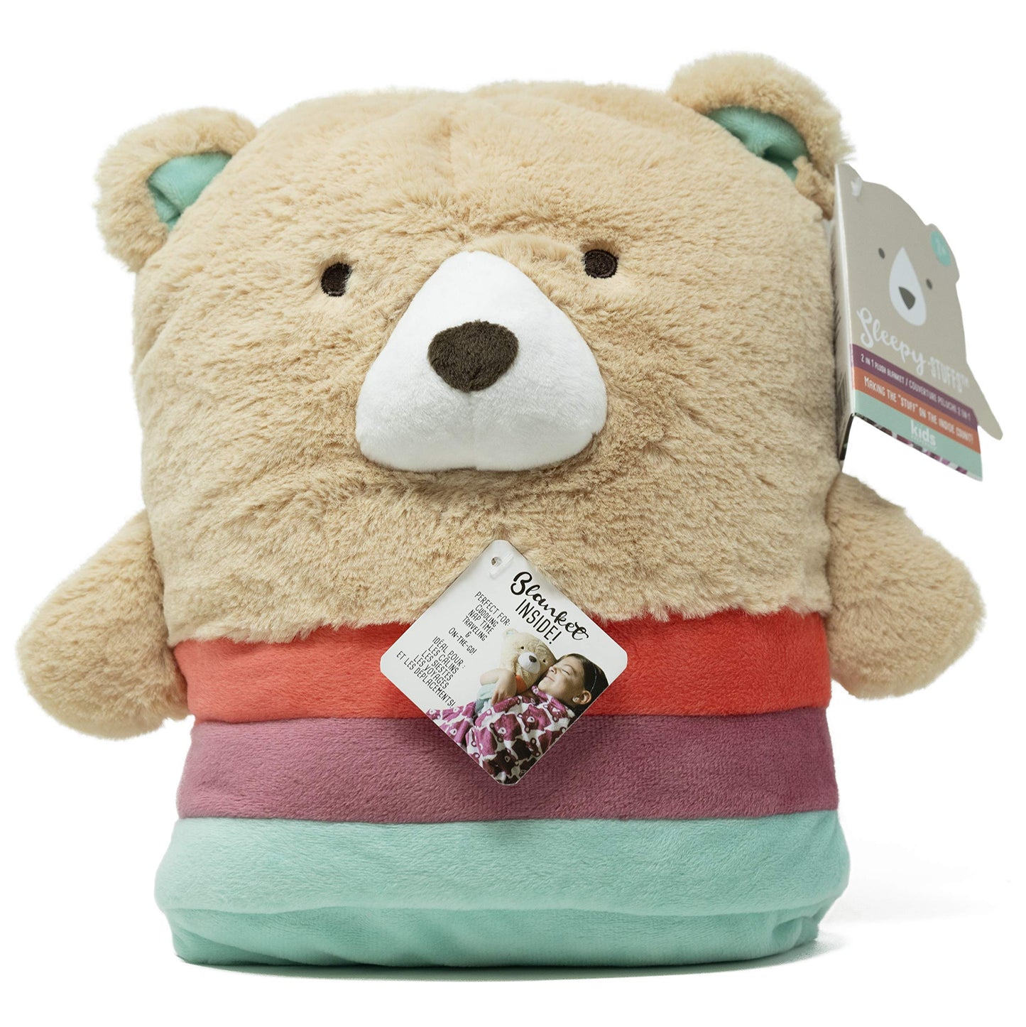 Kids Preferred Rise & Shine Sleepy Stuffs - Plush Stuffed Animal Blanket - Bear, 12 inches