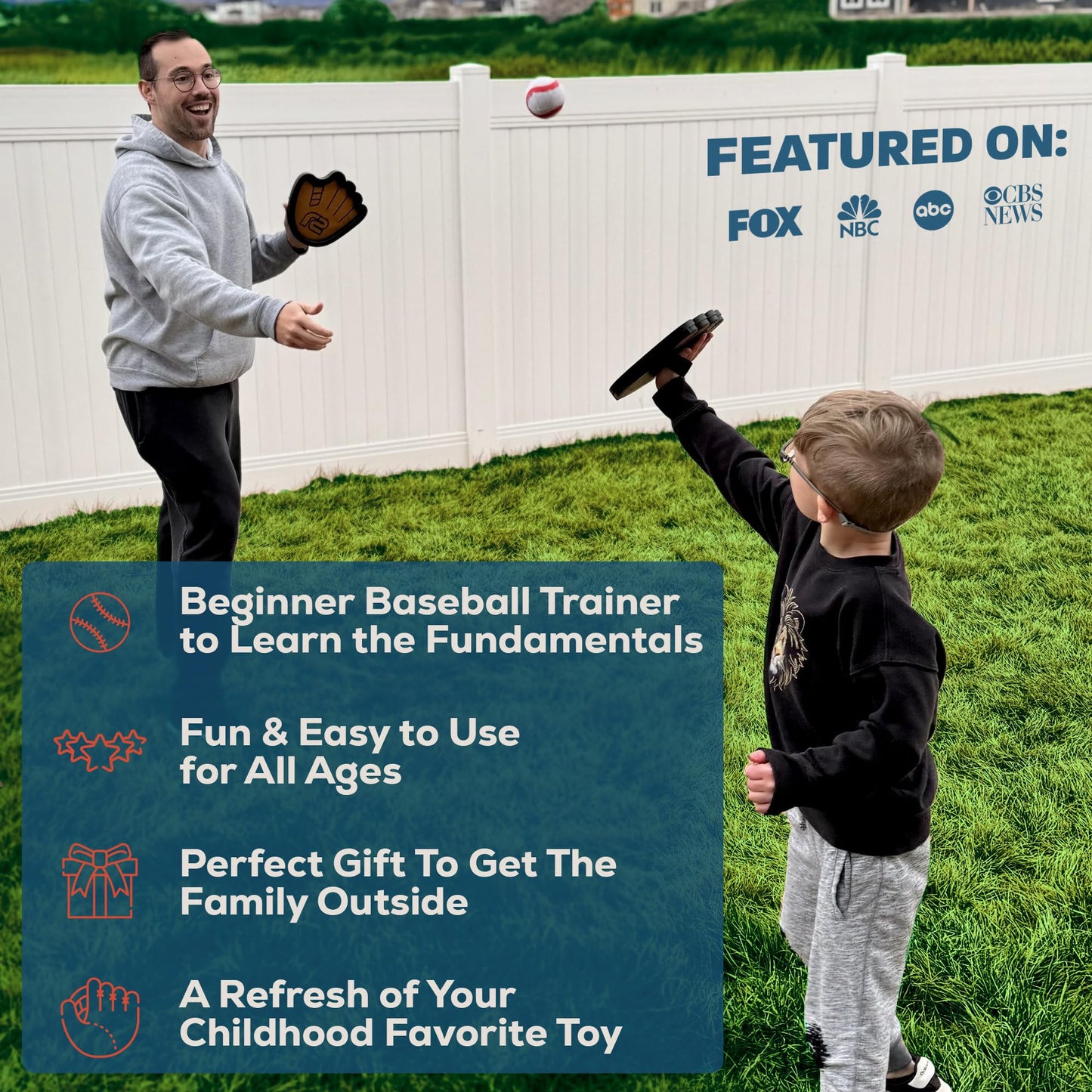 Baseball Toss and Catch Game - Outdoor Games & Yard Toys for Boys or Girls - 2 3 4 5 Year Old Boy Birthday Gifts - Toddler Boy Toys & Summer Outdoor