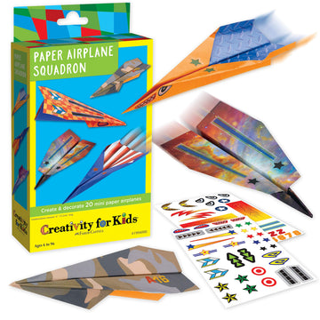 Creativity for Kids Paper Airplane Squadron - Create 20 Paper Airplanes | Fun Summer Crafts | Mini Craft Kit for Boys, Small Gift for Boys, Kids