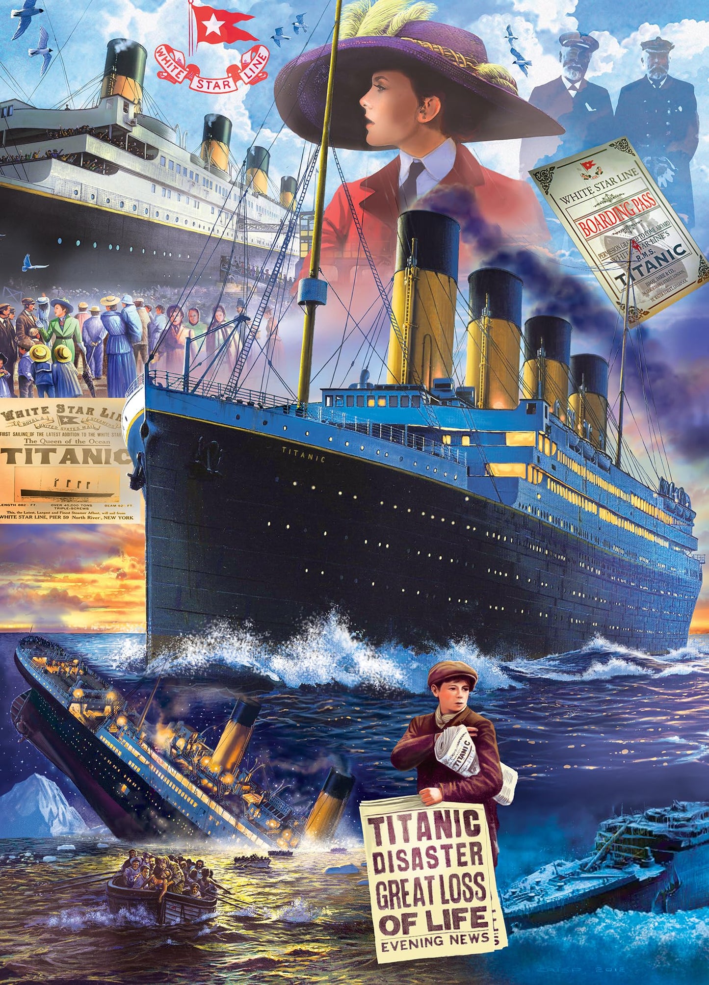 MasterPieces 1000 Piece Jigsaw Puzzle for Adults, Family, Or Youth - Titanic Collage - 19.25"x26.75"