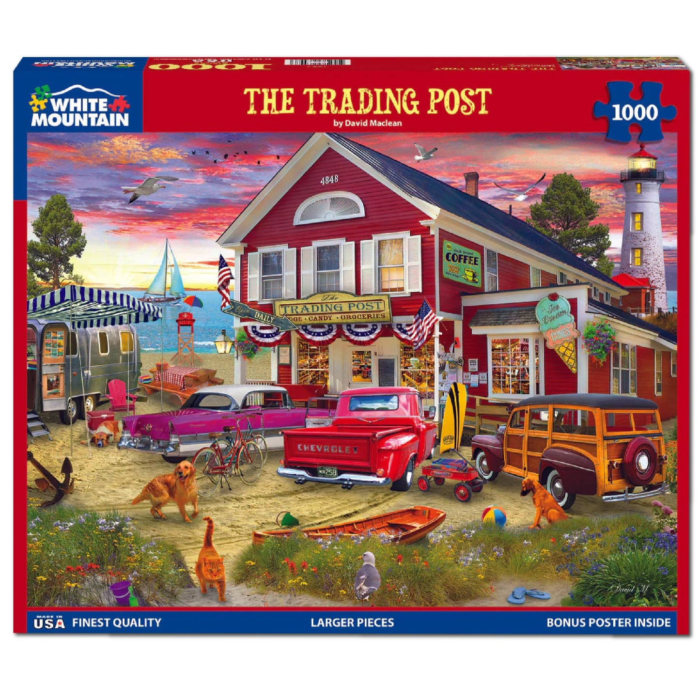 White Mountain 1000 Piece Jigsaw Puzzle Retro Coastal, The Trading Post
