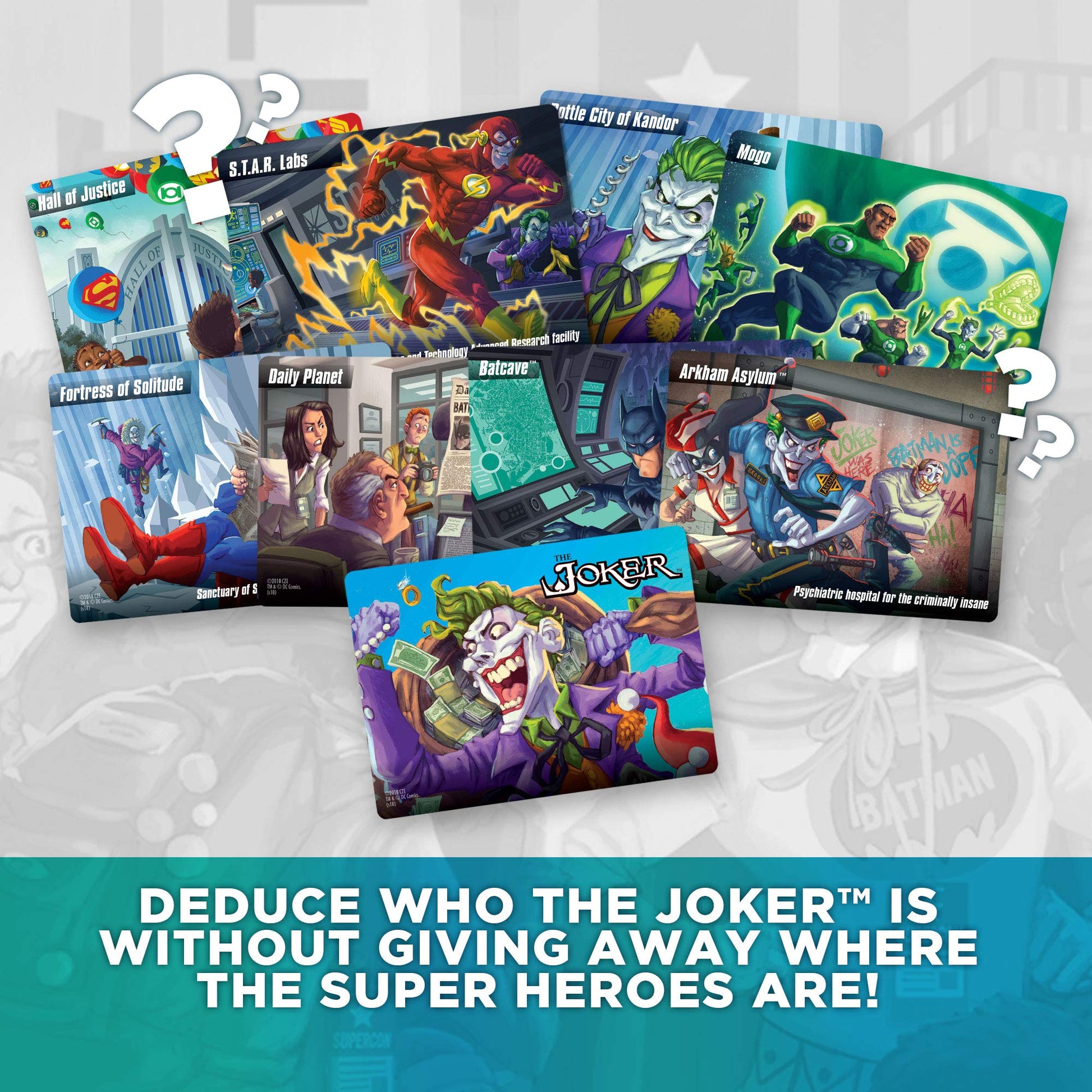 DC Spyfall - The Perfect Party Game - Find The Joker Before Time Runs Out - for 3 to 8 Players - Board Games for Teens and Adults - Featuring Batman