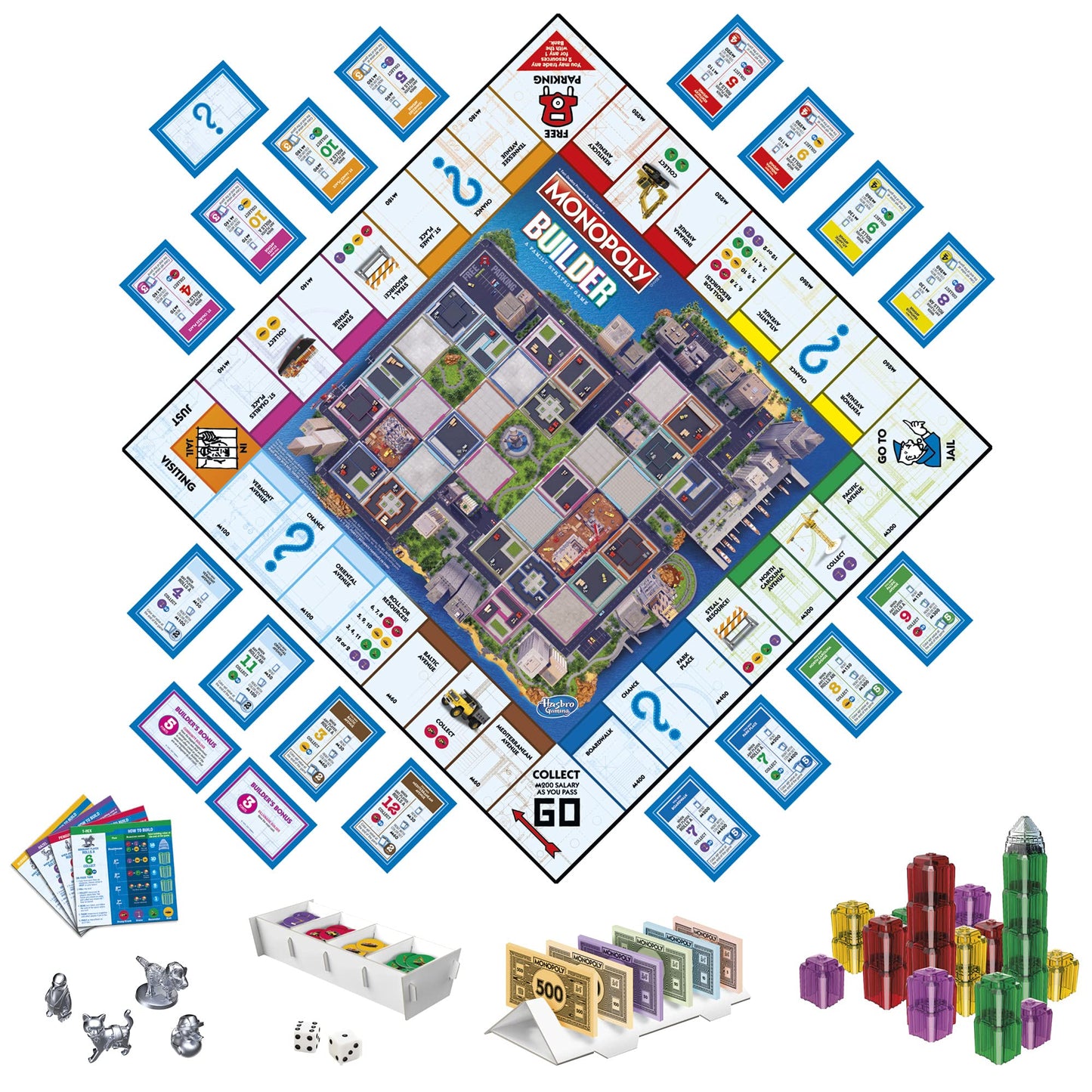 Monopoly Builder Board Game, Strategy Game, Family Game, Games for Kids, Fun Game to Play, Family Board Games, Ages 8 and up