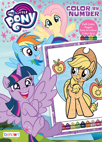 Bendon My Little Pony 48-Page Color by Number Coloring Book with Full-Color Border Guide