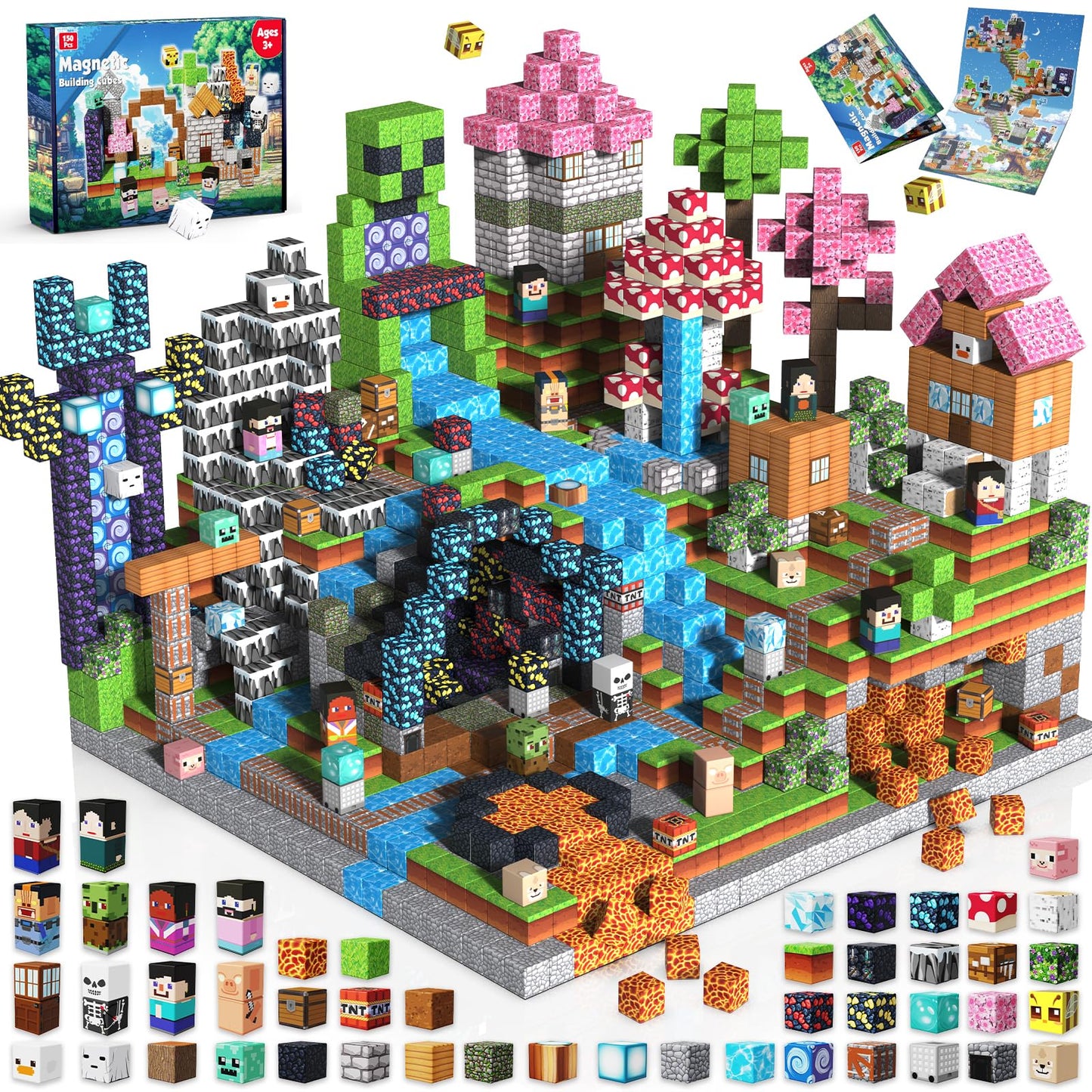 Magnetic Blocks - 150PCS Magnetic Building Blocks Cubes Adventurer, Magnet Toys for Kids Age 3+, Toy Building Set for Kids, Magnet Construction Easter