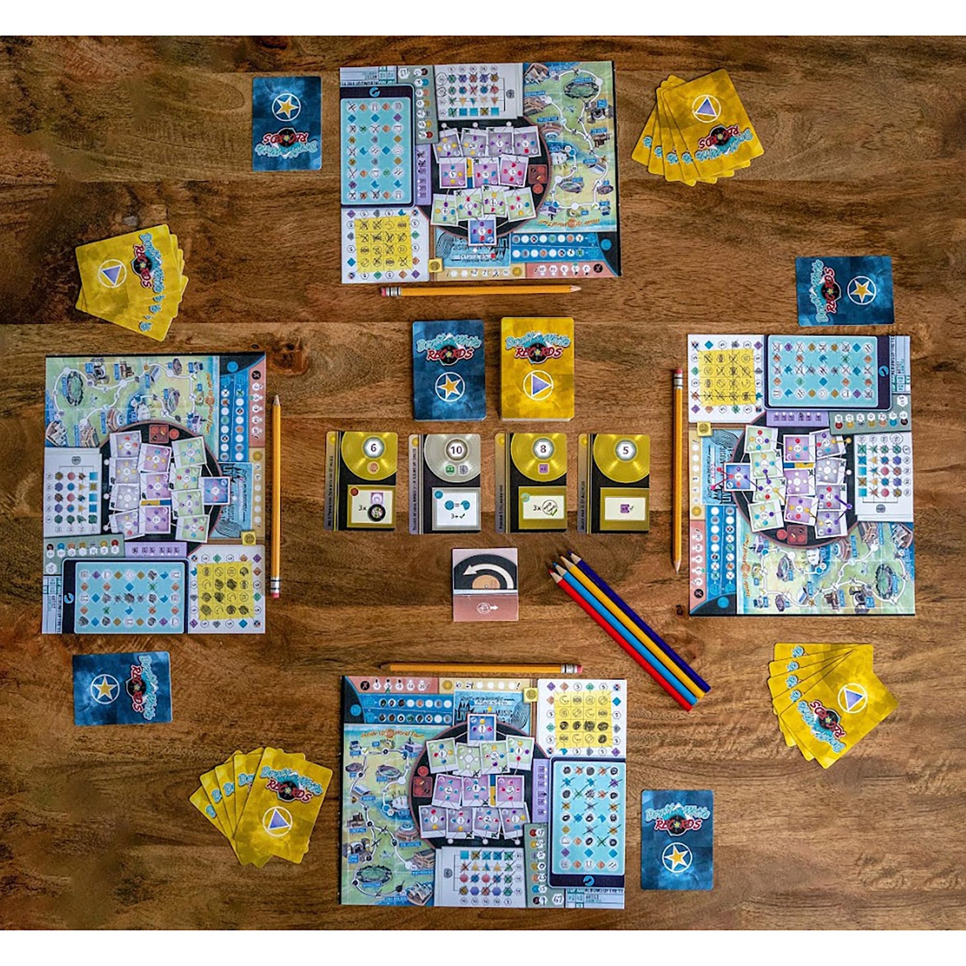 Inside Up Games Draft & Write Records | Music Board Game, Card Drafting | Draft Your Band, Tour The World, Top The Charts | for 1 to 6 Players |