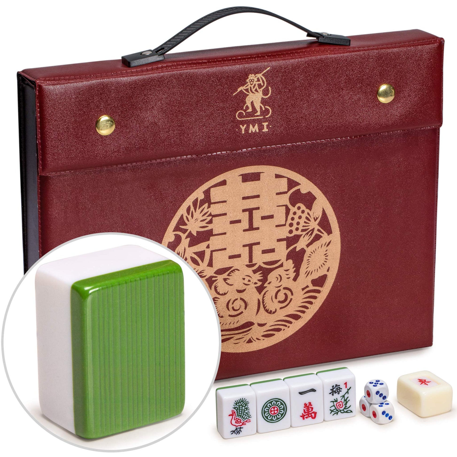 Yellow Mountain Imports Chinese Mahjong Set - Rouge Heritage - 146 Medium Tiles, Professional Set for Chinese-Style Play [???? ????]
