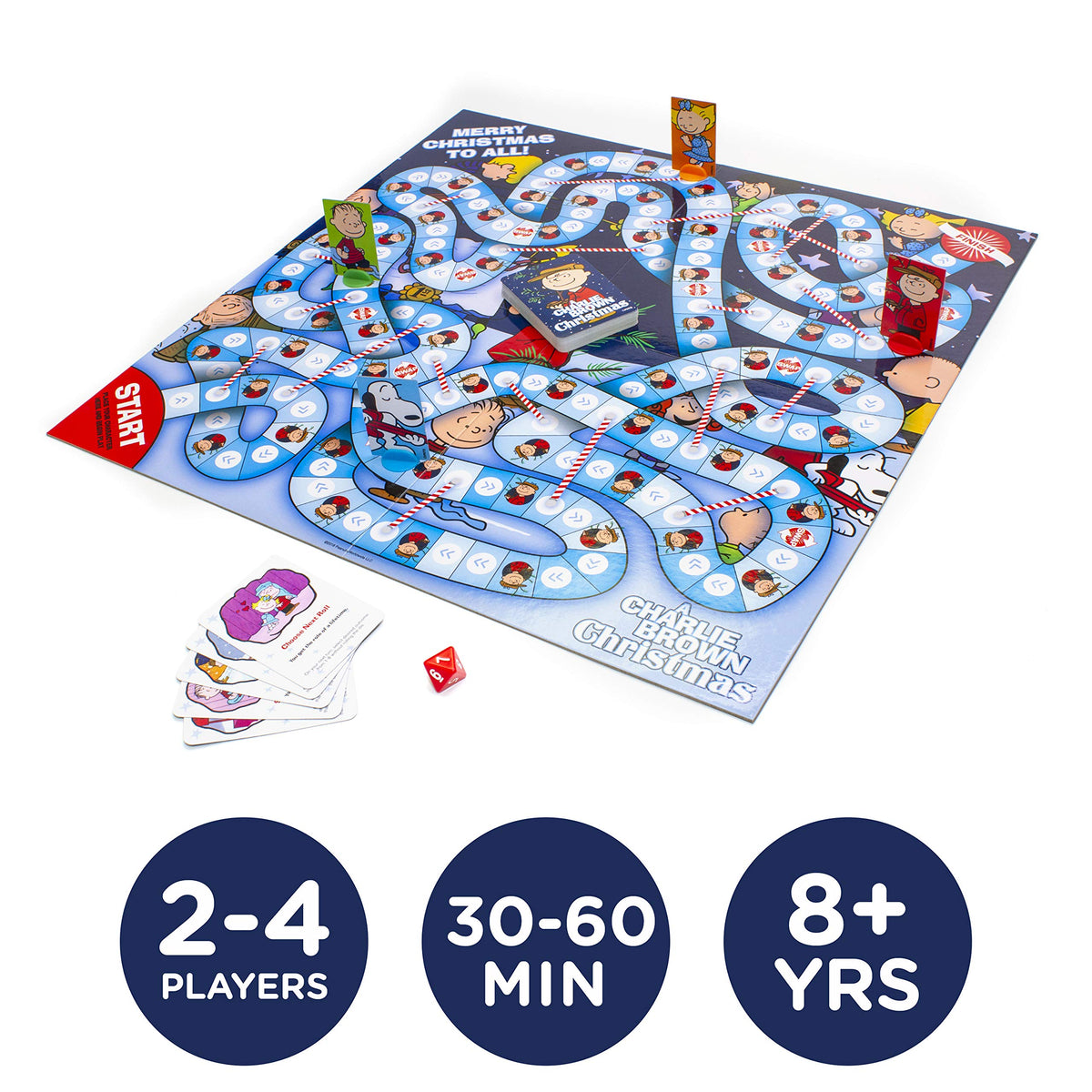 Aquarius Charlie Brown Christmas Journey Board Game- Fun for Kids & Adults - Officially Licensed Peanuts Merchandise & Collectibles, Blue, White