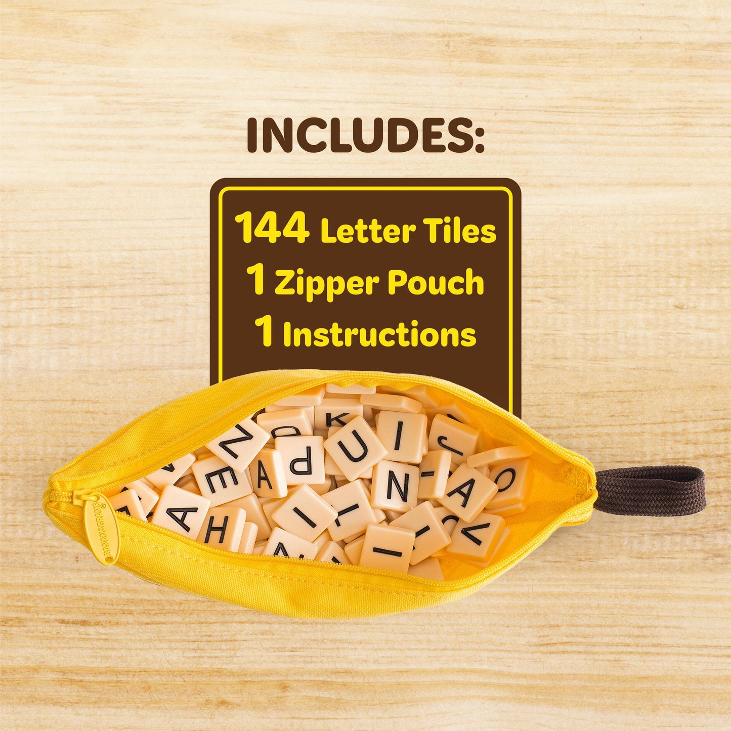 Bananagrams Classic Word Game - Fast-Paced Spelling & Anagram, Family & Travel Game , 144 Letter Tiles in Portable Banana Pouch, 1-8 Players