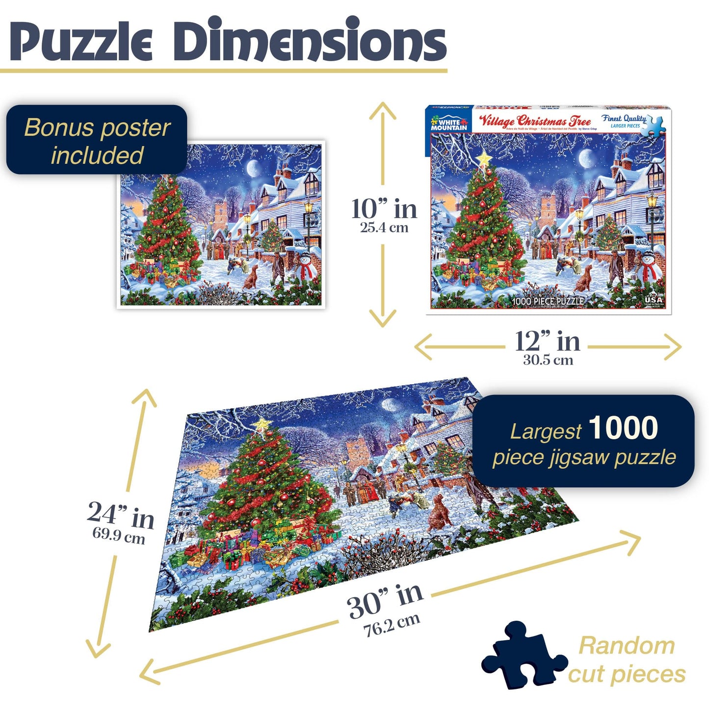 White Mountain 1000 Piece Jigsaw Puzzle, Village Christmas Tree
