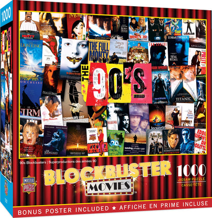 MasterPieces 1000 Piece Jigsaw Puzzle for Adults - 90's Blockbusters - 19.25"x26.75" - Bold Team Colors - Age 14+