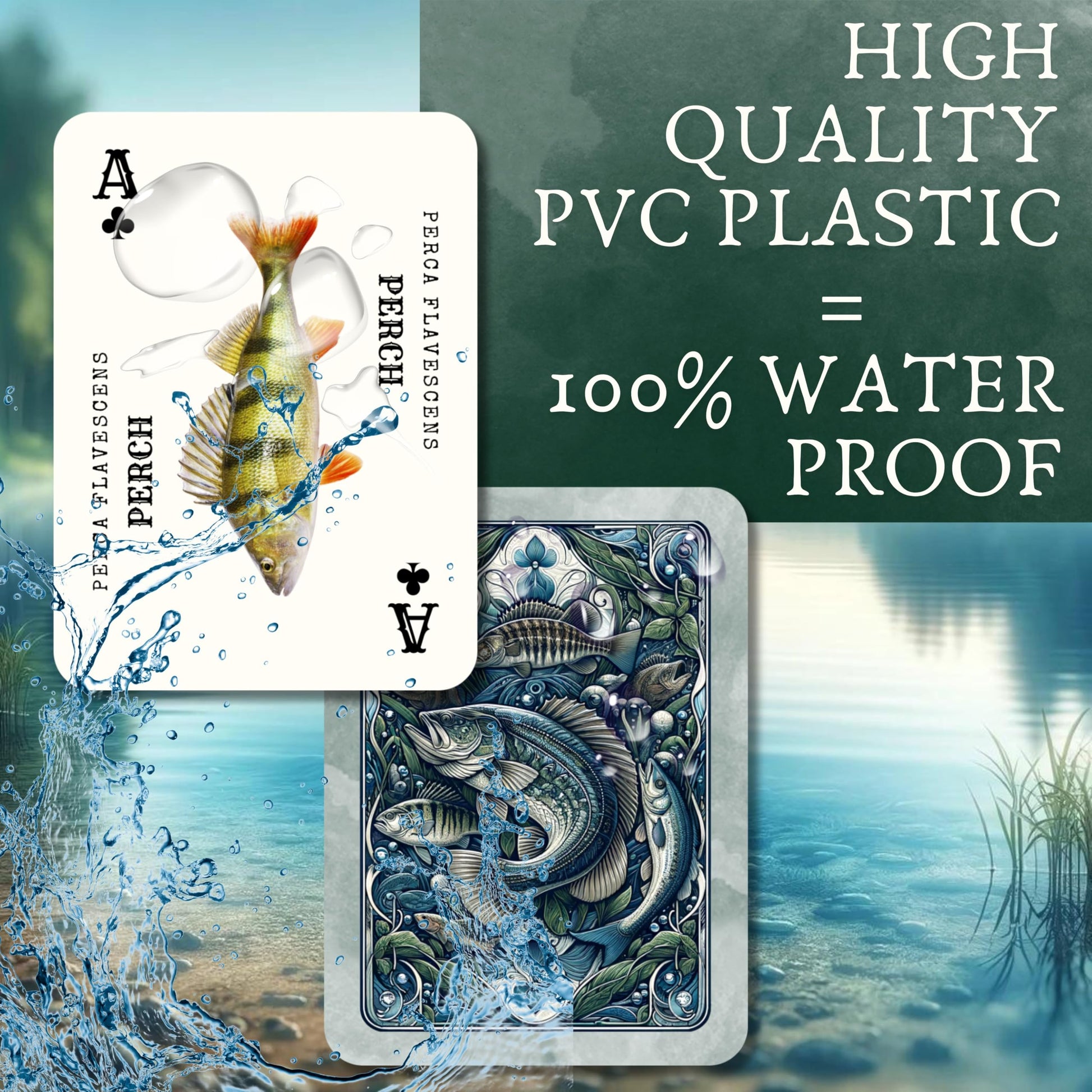 Crane Publishing Group LLC Freshwater Fish Plastic Playing Cards: Waterproof, Educational, Fits Any Fishing Tackle Box, 52 Species, Ages 60+