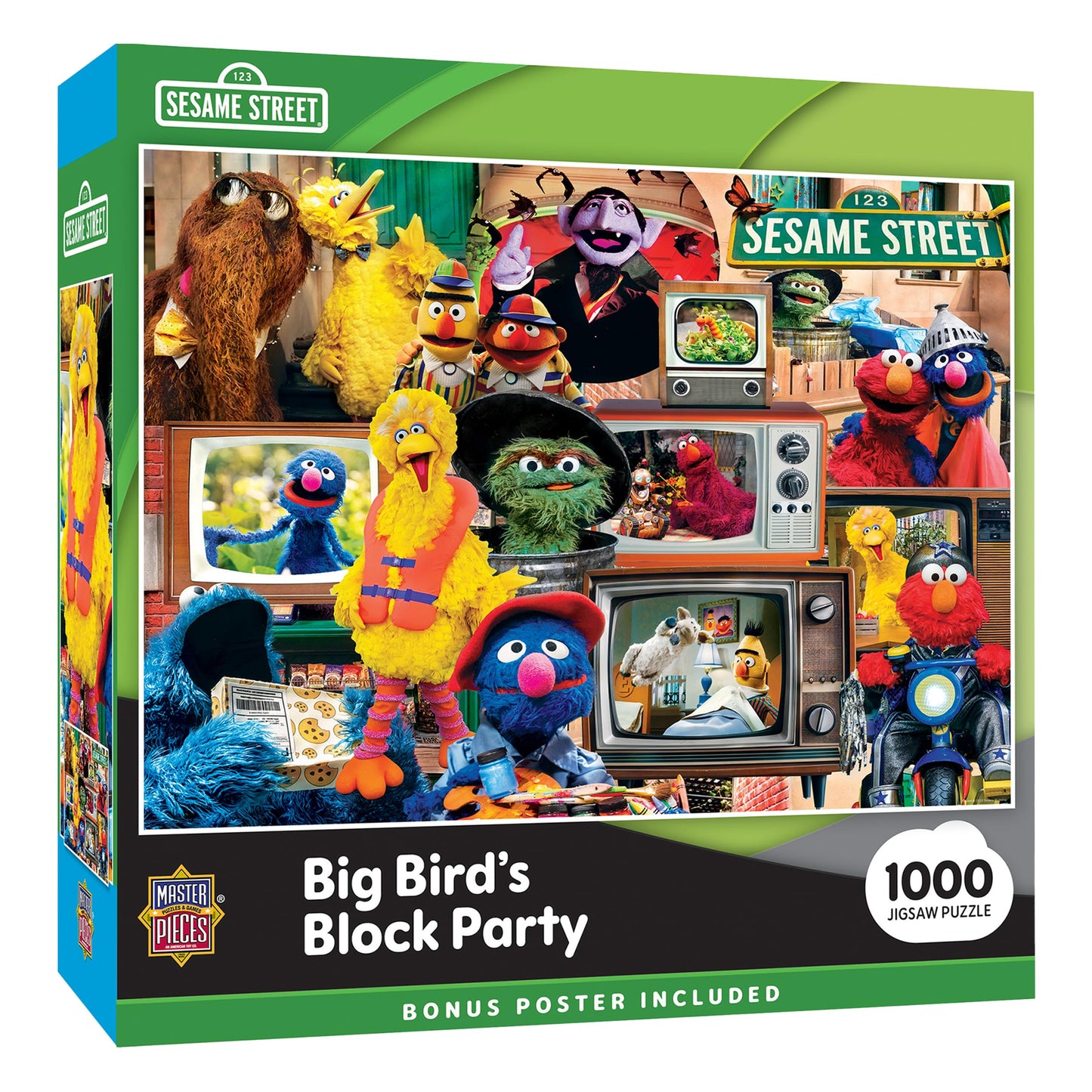 MasterPieces Sesame Street Big Bird's Block Party 1000 Piece Adult Jigsaw Puzzle - Cartoon Jigsaw 19.25"x26.75"