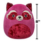 Squishmallows Original 8in Olivieri The Maroon Raccoon with Velvet Accents - Official Jazwares Plush (Little)
