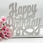 Happy Birthday Wood Sign Wall Decor Wooden Table Sign Centerpiece Birthday Party Decoration Supplies - 4 PCS (Sliver/Glitter)